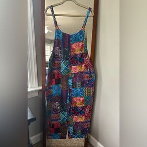 Boho Multicolor Patchwork Overalls